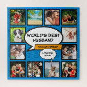 Husband 12 Foto Collage Comic Book Fun Blue Puzzle (Vertikal)