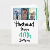 Husband 40. Happy Birthday 3 Foto Collage Card Karte (Vorderseite)