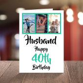 Husband 40. Happy Birthday 3 Foto Collage Card Karte