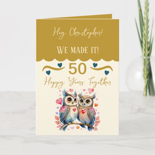 Husband 50. Jubiläumsaugen goldblau Karte (Vorderseite)