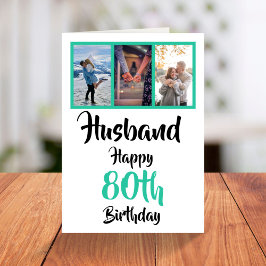 Husband 80. Geburtstag Modern Foto Collage Card Karte