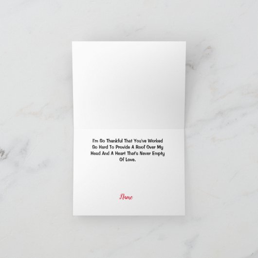 Husband Appreciation Day Roof Over Head Card Karte (Innenseite)