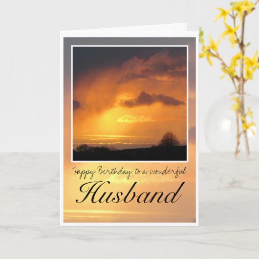 Husband Birthday, Bright Sun Dark Clouds. Karte (Gelbe Blume)