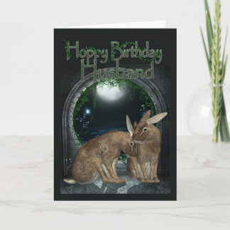 Husband Birthday Card - Hoppy Birthday With Rabbit Karte