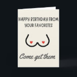 Husband Birthday Funny Men Boyfriend Him Bday Karte<br><div class="desc">Überraschen Sie Ihren Mann mit einem Hauch Spaß an seinem besonderen Tag! Die "Husband Birthday Funny Men For Him Taco Card" zeichnet sich durch ein eigenartiges, tako-thematisches Design und eine spielerische Botschaft aus, die ihn zum Lachen bringen wird. Das kühne und farbenfrohe Kunstwerk verleiht der Karte eine unterhaltsame Drehung und...</div>