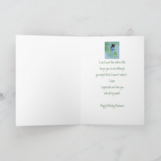 Husband Birthday Liebe my Heart Stellar Jay Bird Karte (Innenseite)