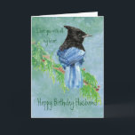 Husband Birthday Liebe my Heart Stellar Jay Bird Karte<br><div class="desc">Birthday Liebe mit meiner ganzen Heart Watercolor Stellar Jay Bird Art auch bekannt als die lang gezapfte Jay,  Jay und Pine Jay.</div>