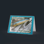 Husband Birthday Point Jude Cape Codder Lure Karte<br><div class="desc">Obwohl ein bisschen verprügelt,  scheint dieser Kerl bereit,  einen anderen Tag zu kämpfen.  Vintage Fischköder sind heutzutage ein heißer Sammlergegenstand.  Ich mag sie mit der Schlacht Narben von harten Kämpfen mit feurigen Fischen.</div>