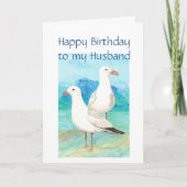 Husband Birthday, Romantic, Seagull Beach, Shore Karte (Vorderseite)