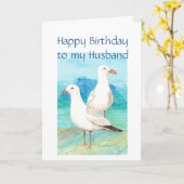Husband Birthday, Romantic, Seagull Beach, Shore Karte (Gelbe Blume)