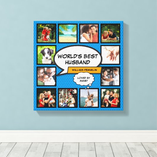 Husband Cool Modern Fun Comic FotoCollage Leinwanddruck (Insitu (Holzboden))