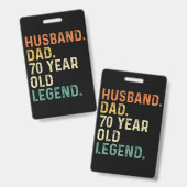 Husband dad 70 Year old legend 70th birthday men Ausweis (Front & Back)