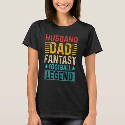 Husband Dad Fantasy Football Legend Retro Father s T-Shirt (Vorderseite)