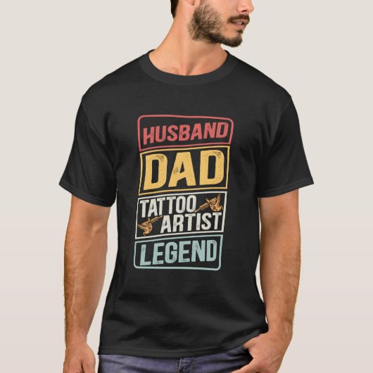 Husband Dad Tattoo Legend Father'S Day T-Shirt (Vorderseite)