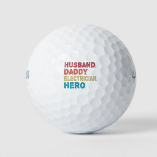 Husband Daddy Electrician Held Funny Retro Geschen Golfball