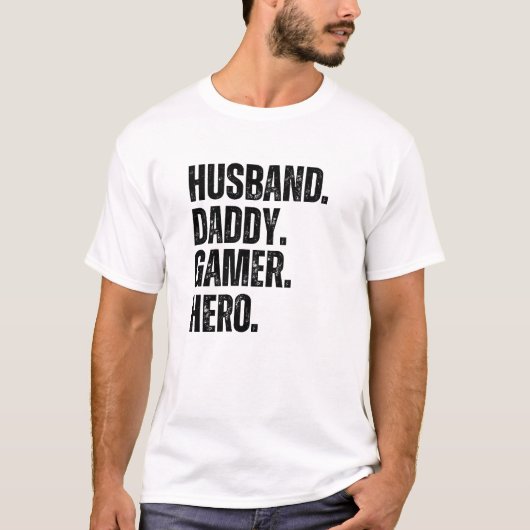 Husband Daddy Gamer Hero Bold T-Shirt (Vorderseite)