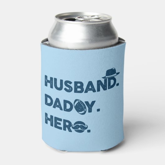 Husband. Daddy. Hero. Retro Graphic Dosenkühler (Kanne Vorderseite)