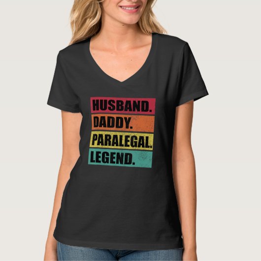 Husband Daddy Paralegal Legend Retro Father's Day T-Shirt (Vorderseite)