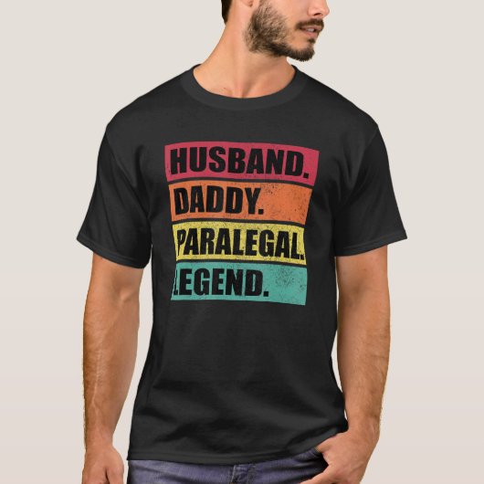 Husband Daddy Paralegal Legend Retro Father's Day T-Shirt (Vorderseite)