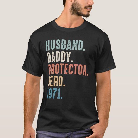 Husband Daddy Protector Hero Bester Vater seit 197 T-Shirt (Vorderseite)