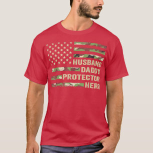 Husband Daddy Protector Hero Fathers Day Flag Gif T-Shirt
