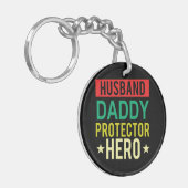 Husband Daddy Protector Hero Fathers Day Funny Gif Schlüsselanhänger (Vorderseite links)