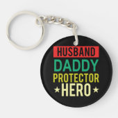 Husband Daddy Protector Hero Fathers Day Funny Gif Schlüsselanhänger (Vorderseite)