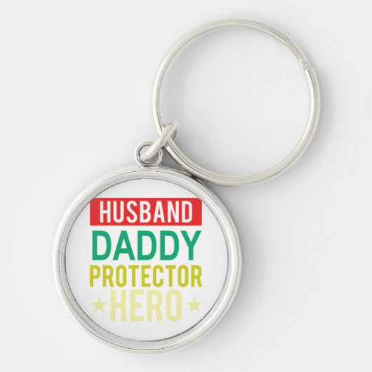Husband Daddy Protector Hero Fathers Day Funny Gif Schlüsselanhänger (Vorne)