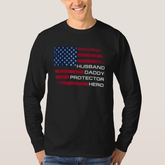 Husband Daddy Protector Hero Fathers Day Men T-Shirt (Vorderseite)