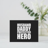 Husband Daddy Protector Hero Fathers Day Postkarte (Stehend Vorderseite)