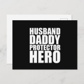 Husband Daddy Protector Hero Fathers Day Postkarte (Vorne/Hinten)