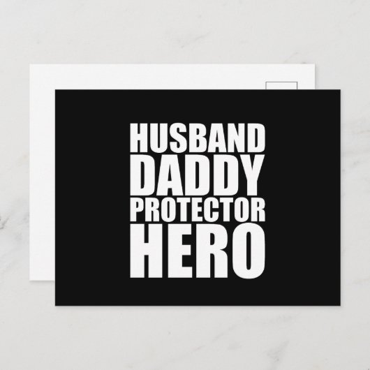Husband Daddy Protector Hero Fathers Day Postkarte (Vorne/Hinten)