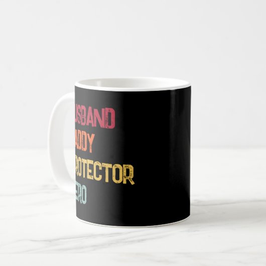 Husband Daddy Protector Hero Fathers Day Vater Kaffeetasse (Vorderseite Links)