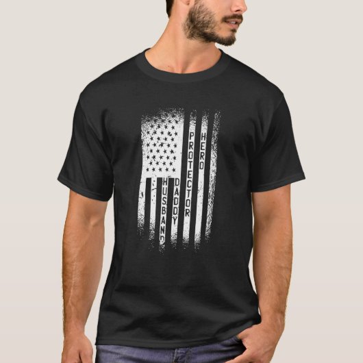 Husband Daddy Protector Hero Flag T-Shirt (Vorderseite)