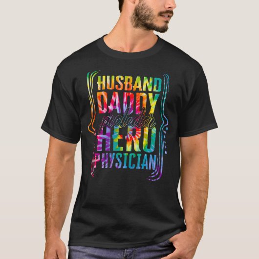 Husband Daddy Protector Hero Gefärbte Krawatte Gol T-Shirt (Vorderseite)