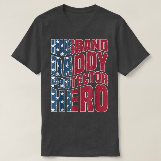 Husband Daddy Protector Hero Mens American Flag Fa T-Shirt (Design vorne)