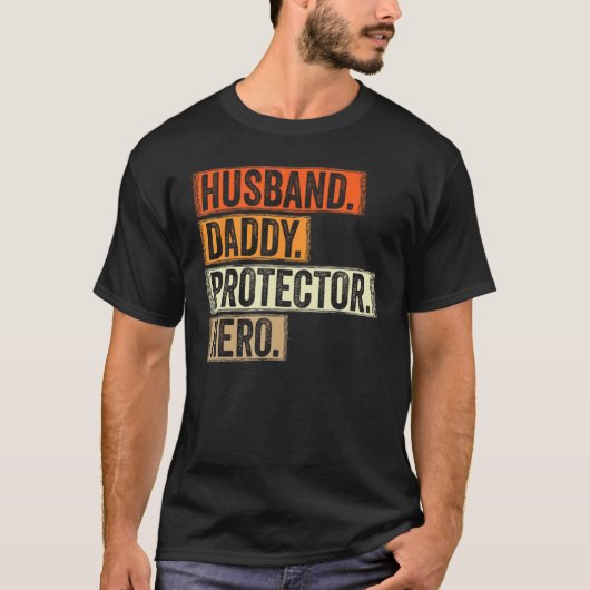 Husband Daddy Protector Hero Mens  Fathers Day Fat T-Shirt (Vorderseite)