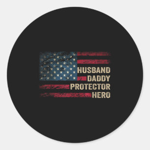 Husband Daddy Protector Hero störte US-Flagge F Runder Aufkleber
