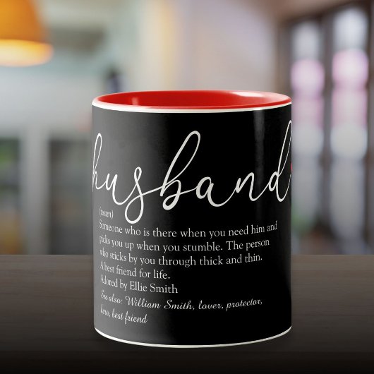 Husband Definition Elegantes Script Liebe Herz Zweifarbige Tasse