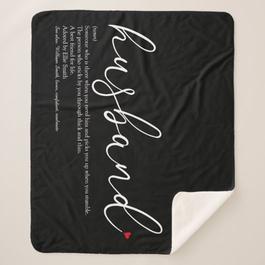 Husband Definition Liebe Herz Elegantes Skript Sherpadecke (Vorderseite)
