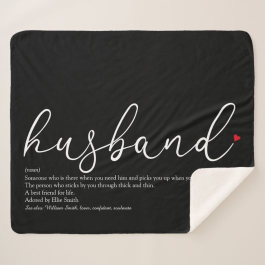 Husband Definition Liebe Herz Elegantes Skript Sherpadecke (Vorderseite (Horizontal))