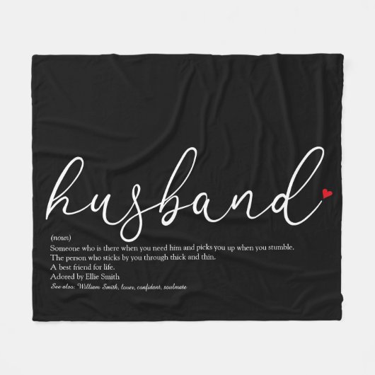 Husband Definition Script-Liebe Herz Fleecedecke (Vorderseite (Horizontal))