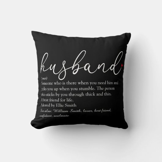 Husband Definition Script Red Liebe Heart Kissen (Vorderseite)