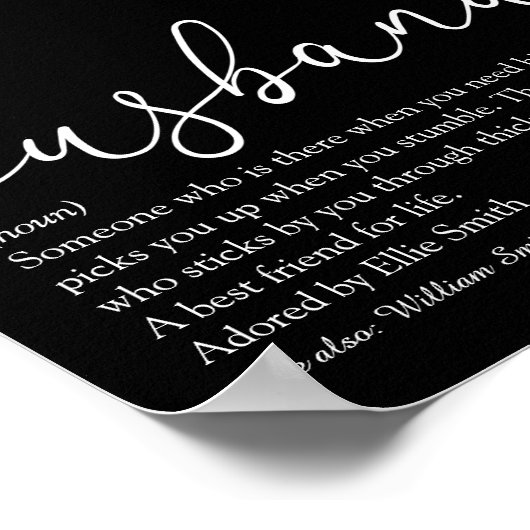 Husband Definition Script Red Liebe Heart Poster (Ecke)