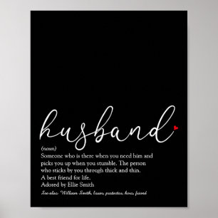 Husband Definition Script Red Liebe Heart Poster