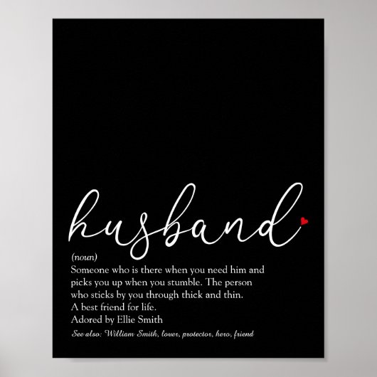 Husband Definition Script Red Liebe Heart Poster (Vorne)