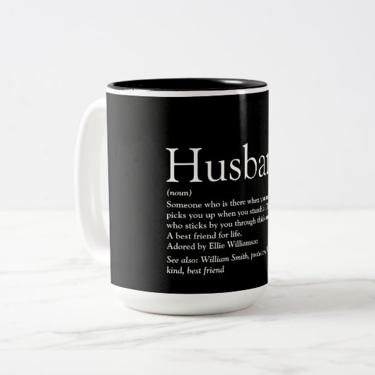 Husband Definition Spaß Cool Schwarz und Weiß Zweifarbige Tasse (Vorderseite Links)