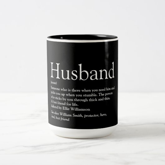 Husband Definition Spaß Cool Schwarz und Weiß Zweifarbige Tasse (Mittel)