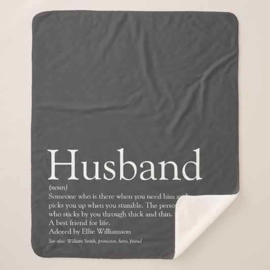 Husband Definition Zitat Modernes Cooles Grau Sherpadecke (Vorderseite)