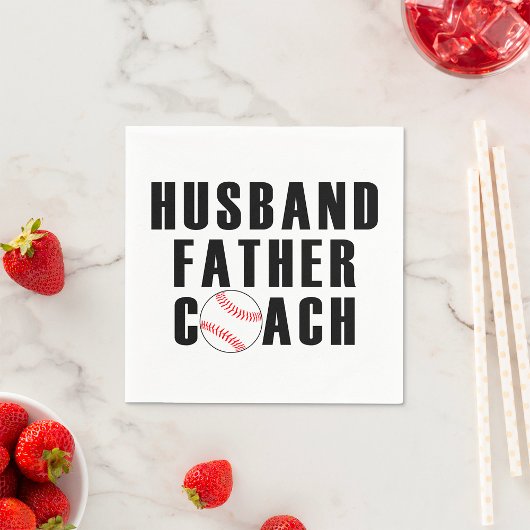 Husband Father Coach Baseball Dad Quote Serviette